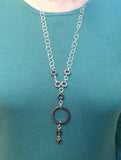 Sterling Silver, Hematite Rings, Long silver chain
