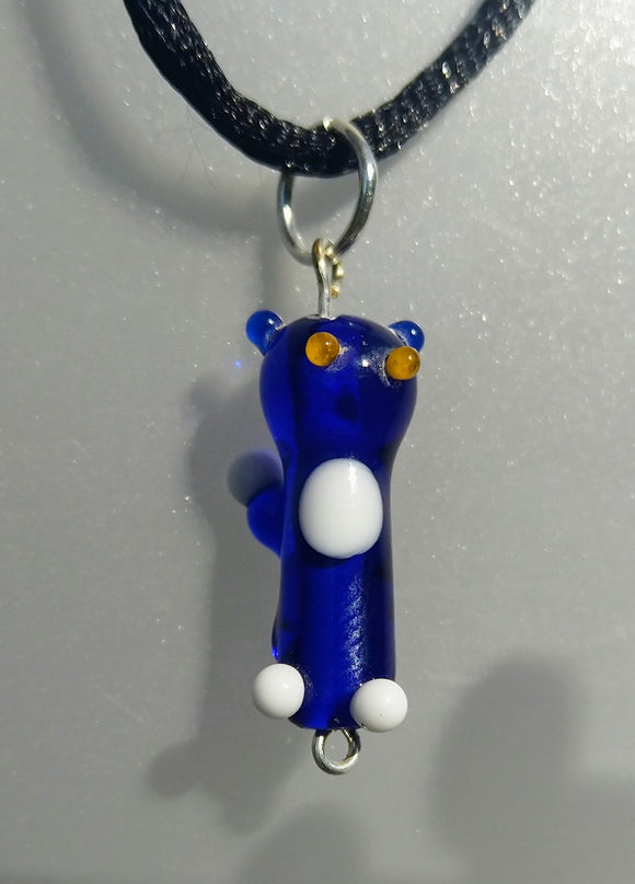 Lampwork Bristol Blue Cat Pendant