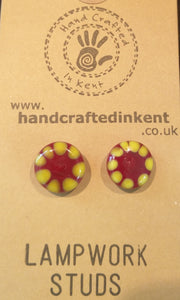 Red and Yellow Lampwork Studs
