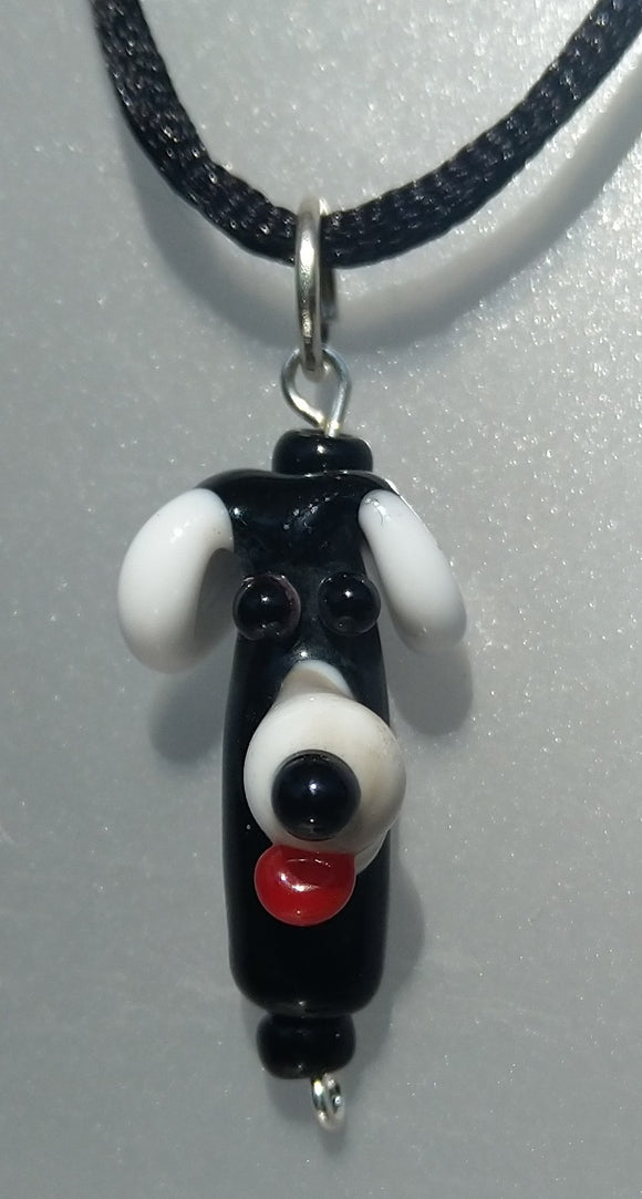 Black and White Lampwork Dog