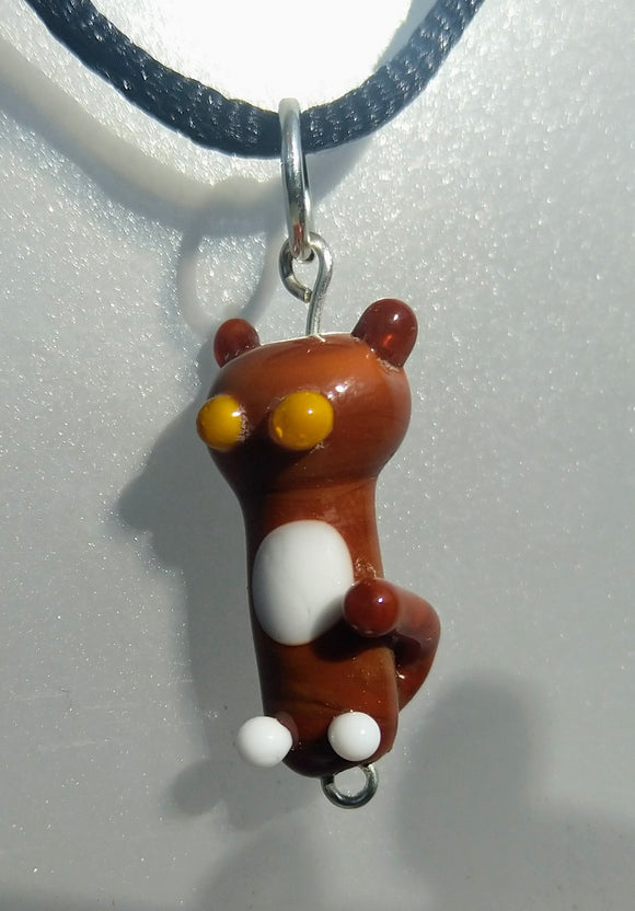 Lampwork Brown Cat with Yellow Eyes