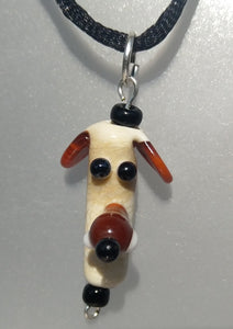 Cream and Brown Lampwork Dog