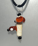 Cream and Brown Lampwork Dog