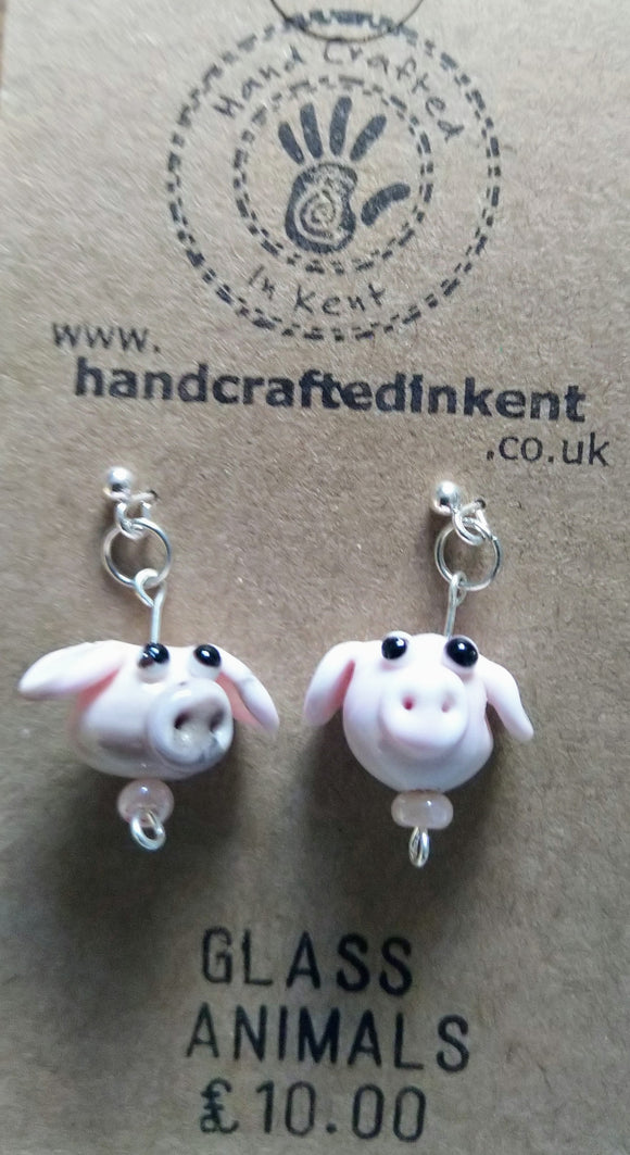 Lampwork Pig Earrings