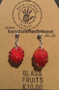 Glass Raspberry Earrings